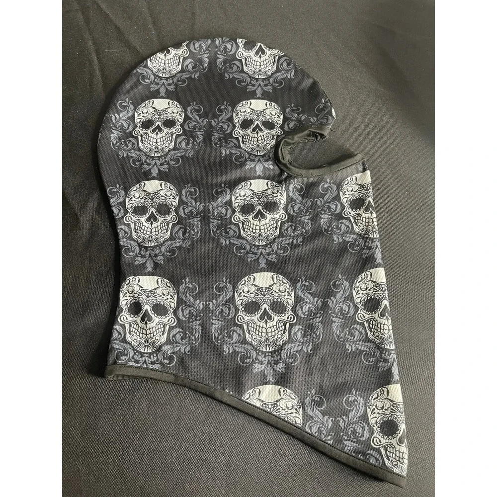 Sugar Skull Balaclava Face Mask Black Grey Damask Gothic Tactical Ski Hood Mask